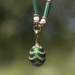 Verguld zilveren hanger Tsars Collection met groen emaille