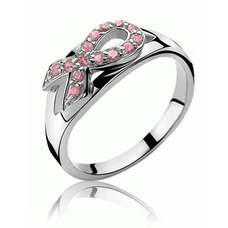 zilveren ring roze strik Pink Ribbon zir560 zinzi