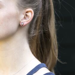 Titanium oorbellen diamantje 05007-02 Boccia