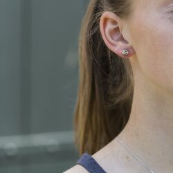 BOCCIA Titanium ronde oorstekers bicolor diamantje 05028-04