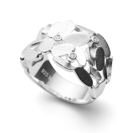 Bastian Inverun Secret Garden zilveren ring met diamantjes