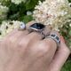Zilver ring zwart met wit zirkonia Silver Rose