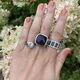 Zilver ring zwart met wit zirkonia Silver Rose