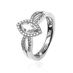 witgouden ring briljant en een markies geslepen diamant