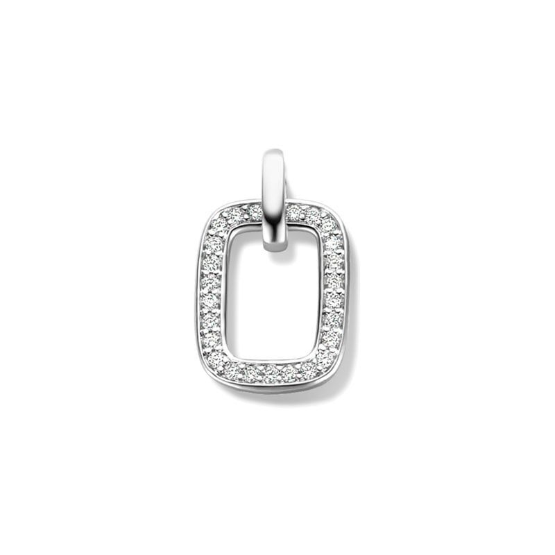 Beroemdheid Denk vooruit Uitdrukkelijk Rechthoekige witgouden hanger met diamant rij - Home Collection