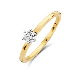 Geelgouden ring bezet met diamant 0,20 ct