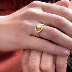 Bastian Inverun verguld zilveren ring met parel 39580