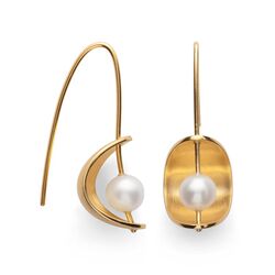 Bastian Inverun vergulde oorhangers modern witte parel