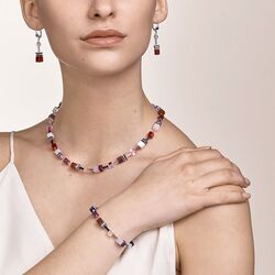 Coeur de Lion sieradenset 4905-0308 rood paars edelstenen en Swarovski