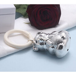 Verzilverde cadeauset rammelaar beker beer