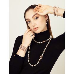 Parel collier roze agaat roze emaille bamboo lelune