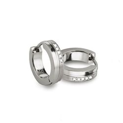 Boccia titanium creolen met diamantjes 0510-11