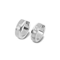 Boccia titanium creolen met drie diamantjes