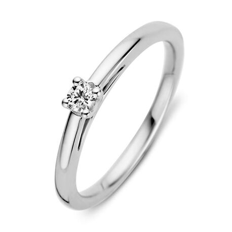 Excellent Jewelry witgouden ring solitair met diamant 0,10 ct