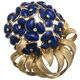 Gouden bloembroche met koningsblauw emaille en wit saffier 60er/70er jaren