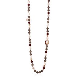 Lelune parelcollier LGNK380.2 met grijs en rood agaat