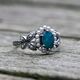 Zilveren ring met opaal en pareltjes en markasiet