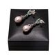 Zilveren oorbellen chrysopraas en robijn met roze zoetwaterparel