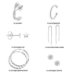 giftbox voor 6 dagen een zilveren oorbel cadeau geschenkdoos sieradenset