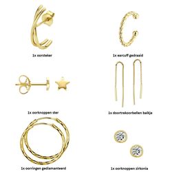 Giftbox kalender voor 6 dagen een verguld zilveren oorbel cadeau