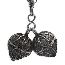 Zilveren klederdracht collier Volendam blempie sluiting 19e eeuws voor man