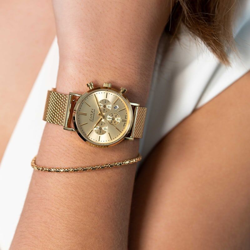 Verguld stalen horloge Chronograph - ZIW1510 van Zinzi bij Zilver.nl