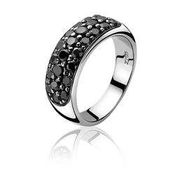 Zinzi zilveren ring zwart zirconia Zir334z