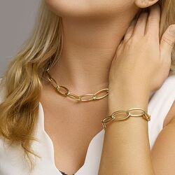 Gouden sieradenset met grote ankerschakels