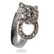 Ring gezwart zilveren panter markasiet smaragd