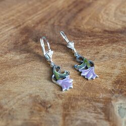 GL Timeless oorhanger groen met paars emaille lelie