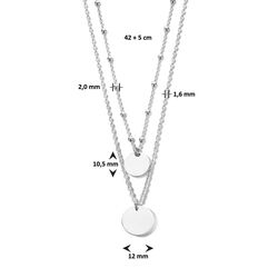 Zilveren multi-collier met ronde graveerplaatjes 42  tot en met 47 cm