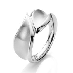 Zilveren ring golvende vorm