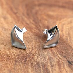 Zilveren elegante oorstekers mat glanzend