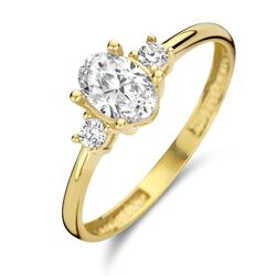 Gelegouden ring bezet met zirkonia's