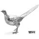 Zilveren fazanten vrouwtje 1e gehalte zilver nieuw gemaakt een sieraad op tafel