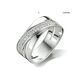 Zilveren cross-over ring met baan met zirkonia