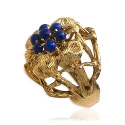 Fantastische 18krt gouden ring met lapis Lazuli Italie rond 1970