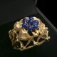 Fantastische 18krt gouden ring met lapis Lazuli Italie rond 1970