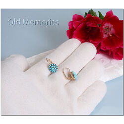 Verguld zilveren oorbellen turkoois