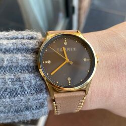 Esprit stalen dameshorloge Drops bruin goud