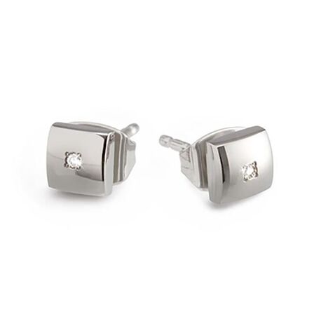 Boccia Titanium vierkante oorstekers met diamantje 05050-02