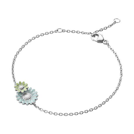 Georg Jensen Daisy armband blauw-groen emaille madeliefjes