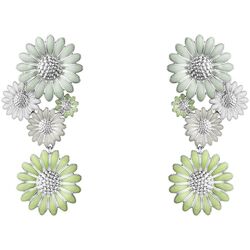 Georg Jensen zilveren Daisy oorbellen blauw-wit-groen emaille