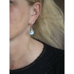 Roséverguld zilver oorbellen blauw jade Tatiana Fabergé