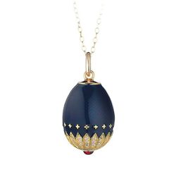 Tsars Collection donker blauwe ei hanger rood puntje