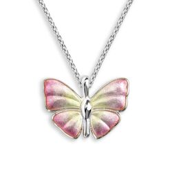 Nicole Barr zilveren hanger vlinder roze geel