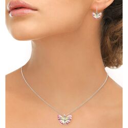 Nicole Barr zilveren oorbellen vlinder roze geel