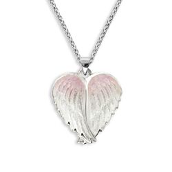 Nicole Barr zilveren collier met hanger Angel Wings roze wit emaille
