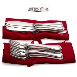 12 Zilveren viscouverts, 1e gehalte zilver antiek filet A. Bonebakker & Zoon Amsterdam 1947/1948