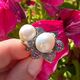 Zilveren ring bloem met parels markasiet en robijn